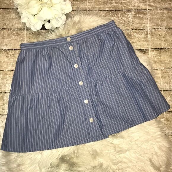 Madewell Bistro Stripe Mini Skirt Button Front - Picture 2 of 7